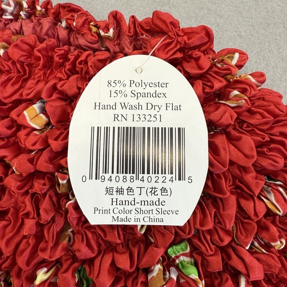 Y2K Popcorn Shirt Red Bubble Scrunch Magic Stretch Top One Size NWT Novelty 90s - Picture 4 of 5